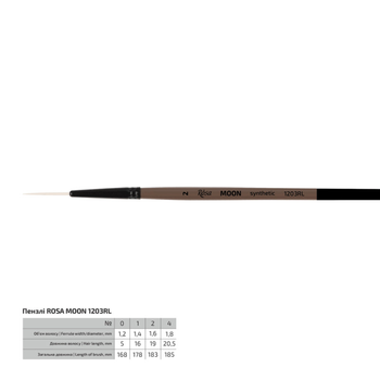 Кисть синтетика лайнер Rosa Moon 1203RL №2 короткая ручка