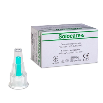 Голка для шприц-ручки «Solocare», 32G (0,23x4 мм) 100 штук /упаковка