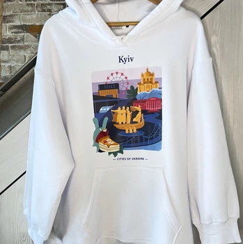Худі чоловічий Малюнки принт Київ 2XL білий (ХMKV01)