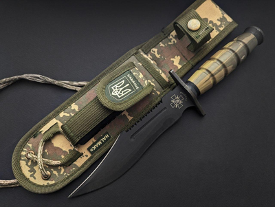 Нож нескладной Военный Тактический Армии ЗСУ Высококачественная сталь Хаки