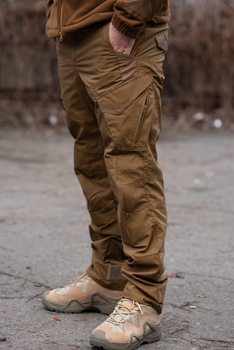 Мужские тактические штаны Kayman Military койот с усиленными зонами и накладными карманами Rip-stop 32/34