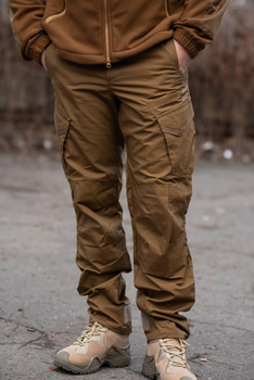 Мужские тактические штаны Kayman Military койот с усиленными зонами и накладными карманами Rip-stop 36/32