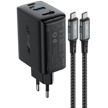 Сетевое зарядное устройство Acefast A17 65W GaN multi-function HUB + кабель Type-C to Type-C Black