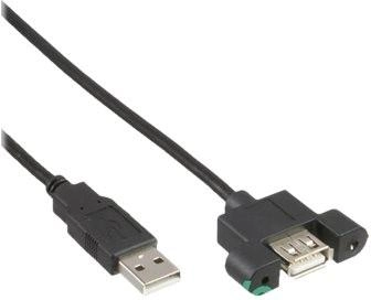 Kabel Inline USB Type A do wbudowanego gniazda z uchwytem do przykręcenia 0.6 m Black (4043718132935)