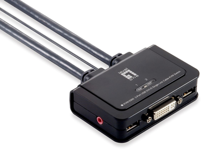 Przełącznik Level One KVM-Switch 2 PC - DVI + USB + Audio Black (KVM-0260)