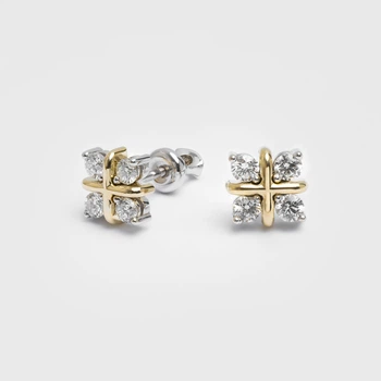 Сережки LUNET з комбінованого золота, з діамантами 334841121