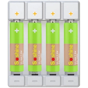 Зарядное устройство Soshine Chocolate US 1.5V + 4 шт. Li-Ion аккумулятора АА на 1,5В 3300 mWh