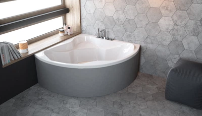 Ванна акрилова KERIA 150x150 + ніжки + сифон R135L (WA1-37-150x150US)_TM Radaway