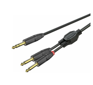 Готовый аудио кабель Jack 6,3 Stereo — 2xJack 6,3 mono Roxtone GPT-C130-L6 6м