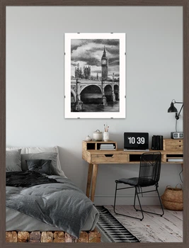 Фоторамка деревянная 60х80 багет: DL1907-04 Темное дерево (с глянцевым прозрачным пластиком 0.8мм, двп) EmojiFrame