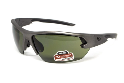 Защитные очки Venture Gear Tactical Semtex 2.0 Gun Metal (forest gray) Anti-Fog, чёрно-зелёные в оправе цвета темный металик