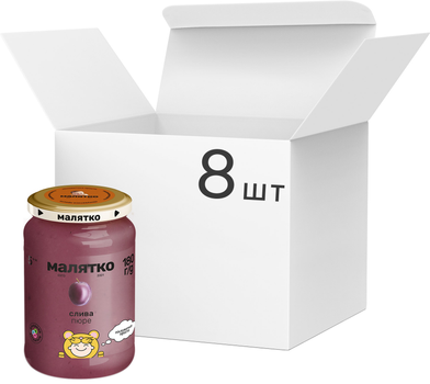 Упаковка детского пюре Малятко Слива с сахаром 180 г х 8 шт (4820123510820)