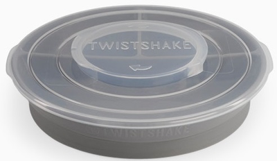 Talerz Twistshake Divided Plate 6 m + Pastel Grey z podziałką i pokrywką (7350083121745)