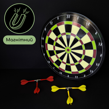 Мишень для игры в дартс магнитная 34,5 см 6 дротиков (ТБ171)