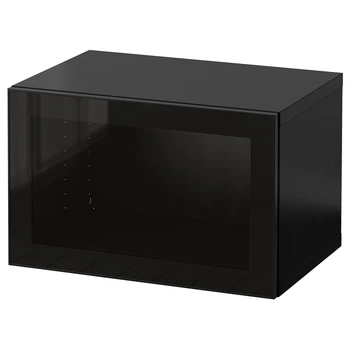 Комбинация настенных шкафов IKEA БЕСТО, черно-коричневый, Глассвик черный, 60x42x38 см, 994.320.38