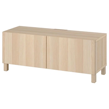 Тумба под ТВ IKEA БЕСТО, с дверцами, под беленый дуб, 120x42x48 см, 394.196.24