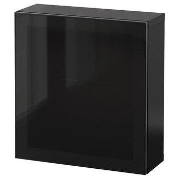 Комбинация настенных шкафов IKEA БЕСТО, Глассвик черно-коричневый, черное стекло, 60x22x64 см, 294.410.79