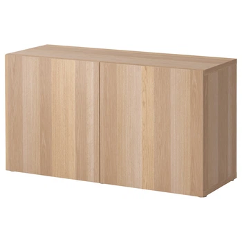 Стеллаж с дверью IKEA БЕСТО, под беленый дуб, Лаппвикен под беленый дуб, 120x42x64 см, 790.476.22