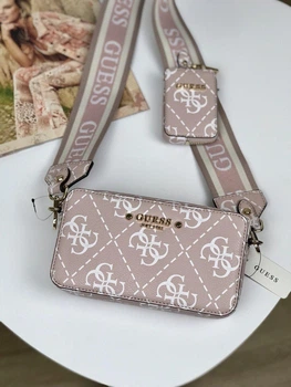 Сумка женская Guess Rea Quattro G Mini Camera Crossbody пудровая