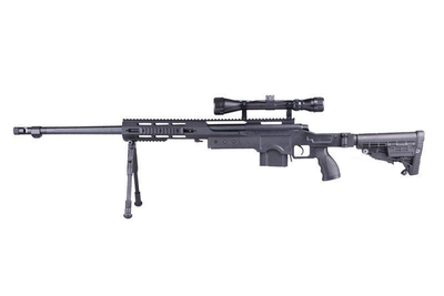Гвинтівка снайперська MB4412D — з оптикою та сошками — Black [WELL] (для страйкбола)