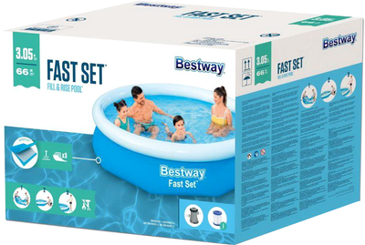 Dmuchany basen Bestway Fast Set z pompą filtrującą 305 x 66 cm (6941607310137)