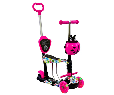 Дитячий самокат 5 в 1 3-х колісний Best Scooter 62310 з батьківською ручкою та підніжками