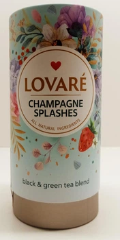 Купаж чорного та зеленого чаю Lovare Splashes Champagne з ягодами годжі тубус 80г