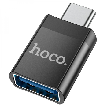 Адаптер переходник Hoco UA17 Type-C папа/мама USB 3.0, поддерживает функцию OTG, передачу данных, зарядку 2A/4A Black
