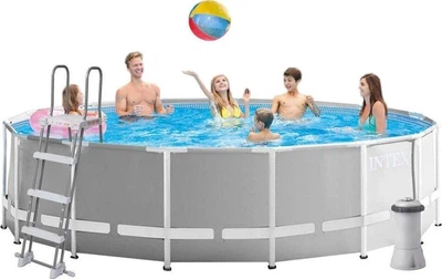 Круглый каркасный бассейн Intex 26726 с лестницей и насосом-фильтром, 457x122см 16805л