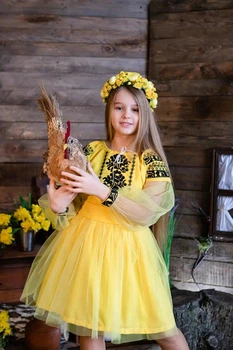 Сукня вишиванка дитяча Грація жовта 98