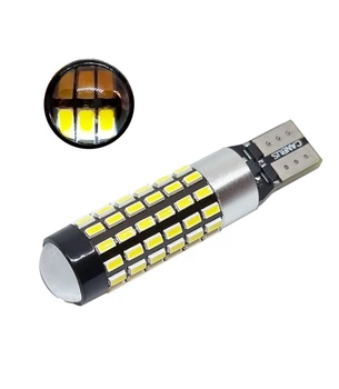Светодиодная лампа&nbsp;Т10 W5W 78 SMD 3014 с обманкой, драйвером и линзой 12V Белая ПРЕМИУМ (10425)