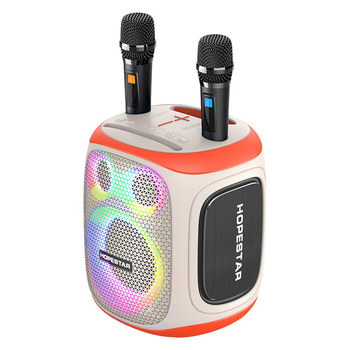 Портативная беспроводная Bluetooth колонка Hopestar Party 130 с 2 Микрофоном Караоке |120Вт, Bluetooth| Beige