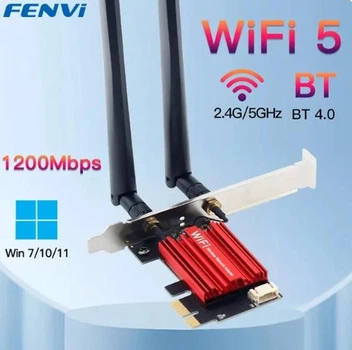 Сетевая карта Fenvi AC1200 WiFi 5 + BT 4.0, сетевая карта PCI-E MU-MIMO 1200 Mbps