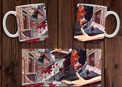 Чашка белая керамическая "Chainsaw Man" Человек бензопила 29 Aurora
