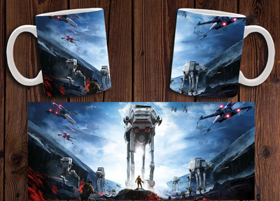 Чашка белая керамическая с принтом "Зоряні війни Мандалорец" Star Wars Mandalorian 16 Aurora