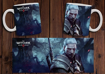 Чашка белая керамическая с принтом "Відьмак" Witcher 13 ABC