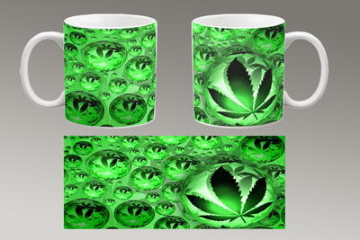 Чашка белая керамическая "Марихуана" конопля, каннабис. Canabis Marijuana. 30 Aurora