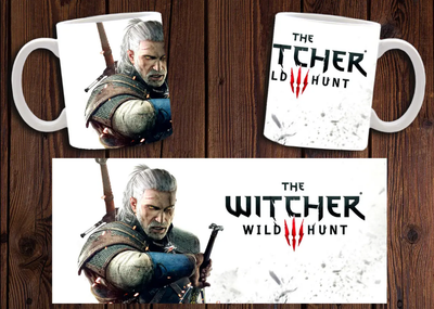 Чашка белая керамическая с принтом "Відьмак" Witcher 18 ABC