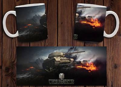 Чашка белая керамическая с принтом "World of Tanks" Світ Танків 24 Aurora