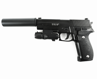 Детский страйкбольный пистолет Colt G.26A металлический с глушителем и прицелом Черный