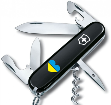 Складной нож Victorinox Spartan Army 12 функций, черный, с сине-желтой эмблемой