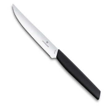 Нож для стейков и пиццы Victorinox с серрейтором Vx69003.12W Swiss Modern, черный, 230 мм, кухонный.