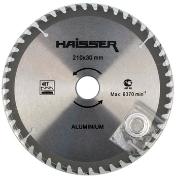 Пильный диск по алюминию Haisser 210х30 48 зуб - 1 шт, арт.дск019