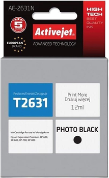 Картридж Activejet для Epson 26 T2631 Supreme 12 мл Black (AE-2631N)