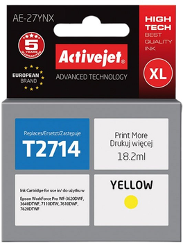 Картридж Activejet для Epson 27XL T2714 Supreme 18 мл Yellow (AE-27YNX)