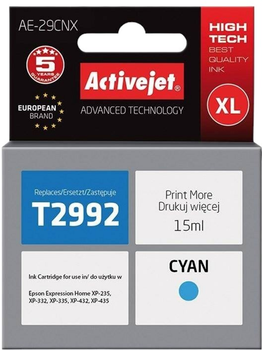 Картридж Activejet для Epson 29XL T2992 Supreme 15 мл Cyan (AE-29CNX)