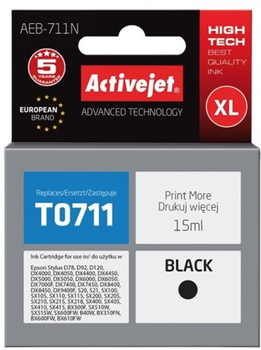Картридж Activejet для Epson T0711/T0891/T1001 Supreme 15 мл Black (AEB-711N)
