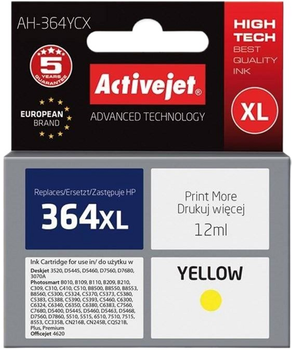Tusz Activejet do HP 364XL CB325EE Premium 12 ml Yellow (AH-364YCX)