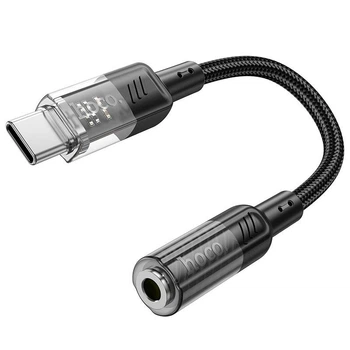 Переходник адаптер Type-C на наушники mini jack 3.5mm AUX HOCO Spirit transparent digital (0.15m, DAC). Black