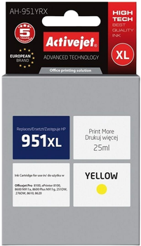 Картридж Activejet для HP 951XL CN048AE Premium 25 мл Yellow (AH-951YRX)